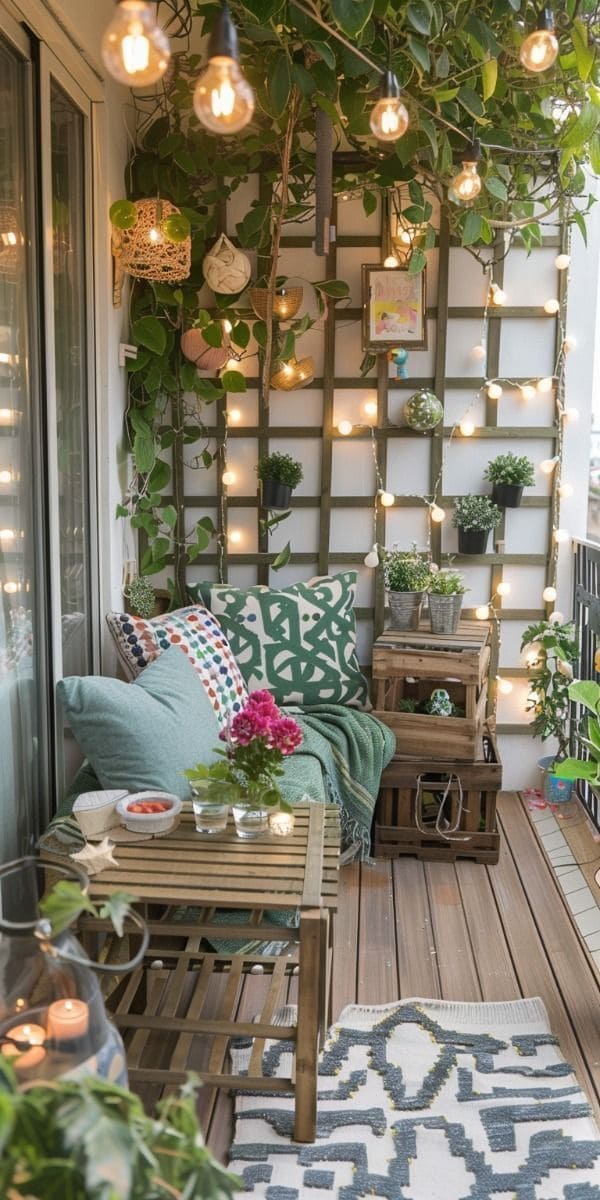 Cozy Green Retreat with Magical Lights