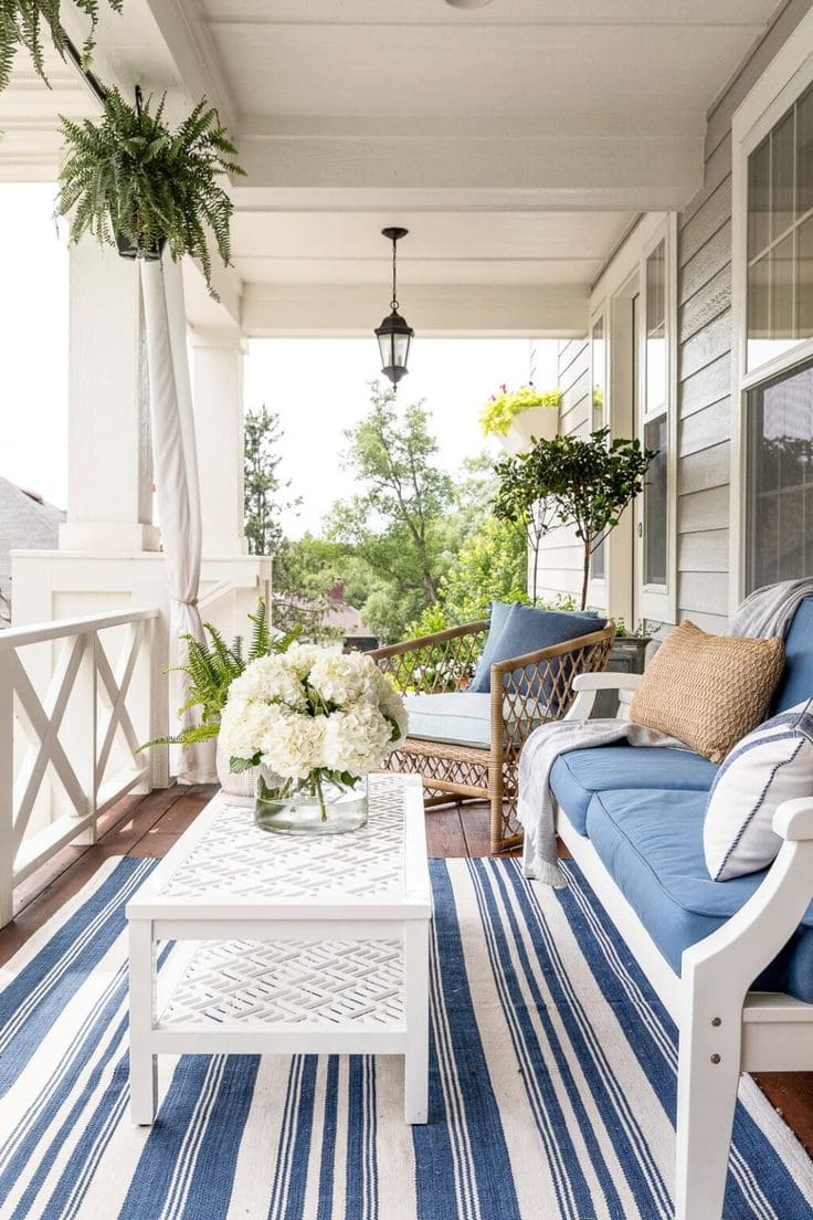 Elegant Coastal-Inspired Porch Oasis