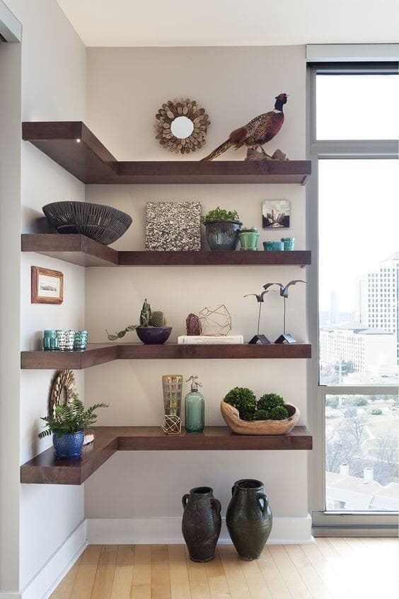 Elegant Floating Shelves for Corner Display