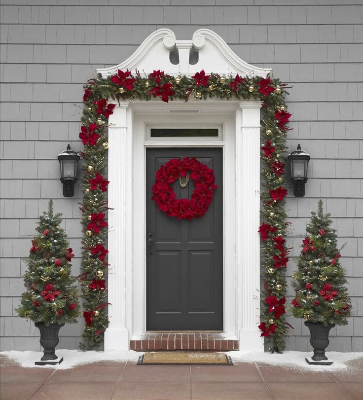 Elegant Red and Green Doorway Display