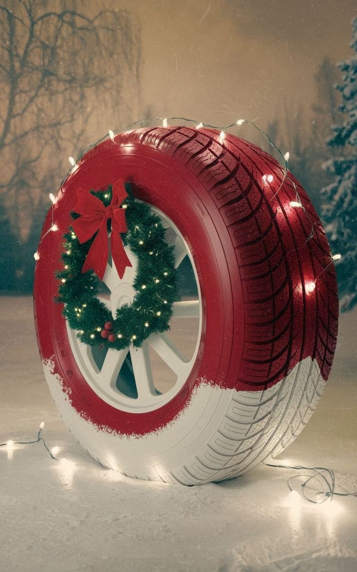 Festive Upcycled Tire Christmas Decor