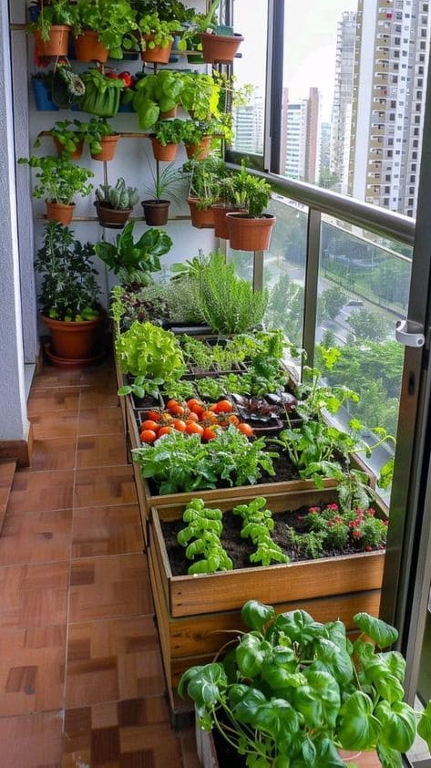 Fresh and Vibrant Balcony Vegetable Garden