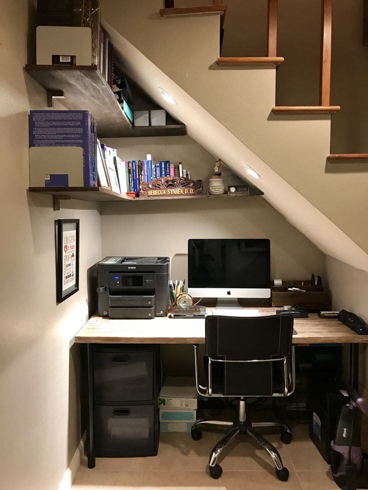 Functional Home Office Under Stair Space