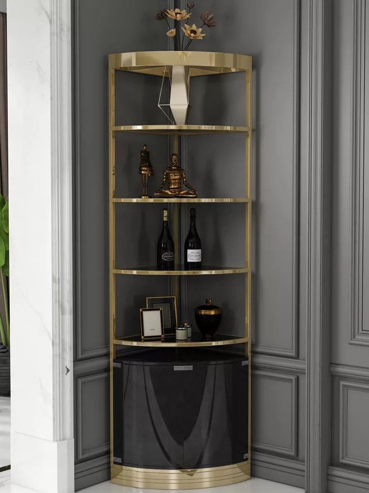 Gold and Black Corner Shelf for a Chic Look