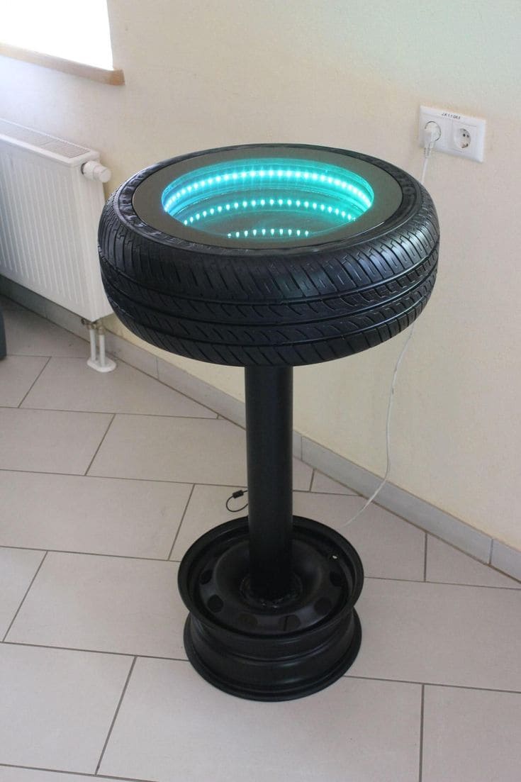 Illuminated Tire Infinity Table Design