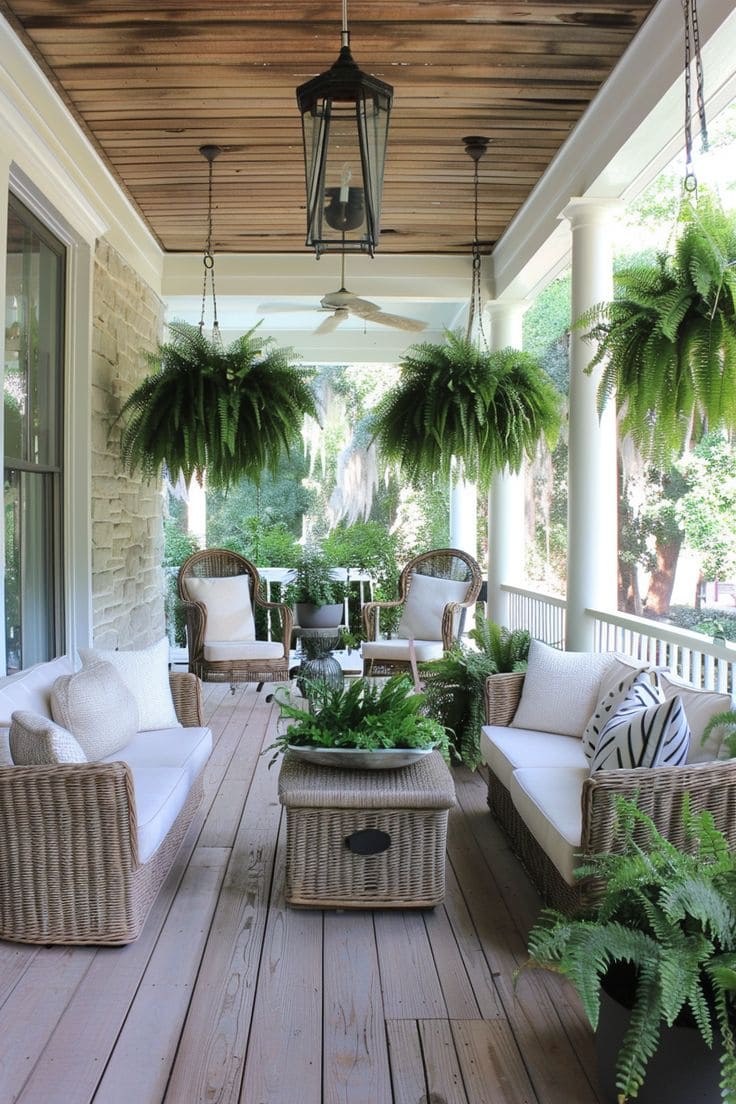 Lush Green Retreat with Wicker Comfort