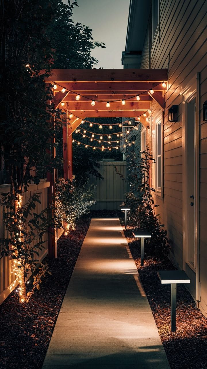 Magical String Lights for Side Yard Elegance