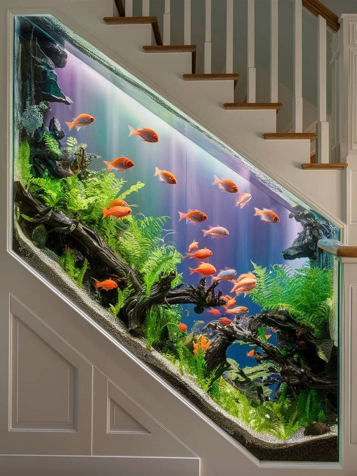 Mesmerizing Under-Stair Aquarium Design