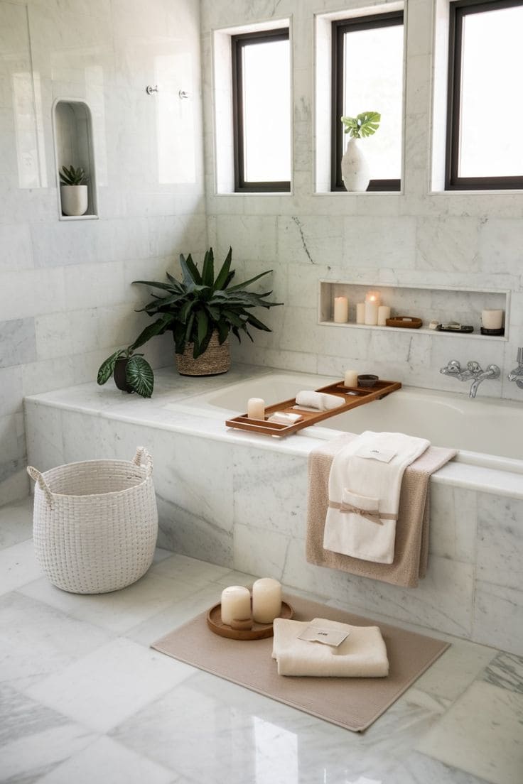 Minimalist Marble Spa Bathroom Escape