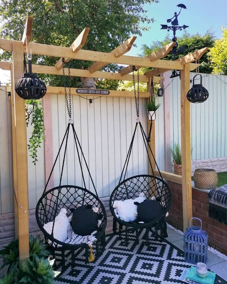 Modern Pergola Swing Seating Area