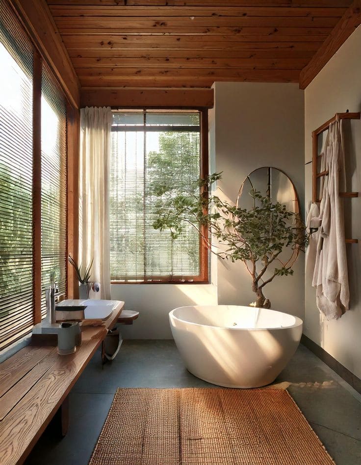 Nature-Inspired Bathroom with Timeless Serenity