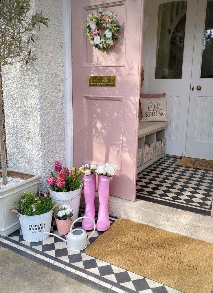 Playful Pastel Porch with Spring Blooms