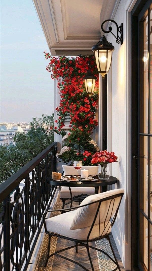 Romantic Bloom-Filled Balcony Haven