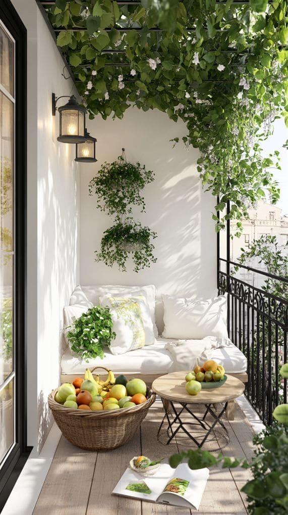 Serene Balcony Oasis with Lush Greens