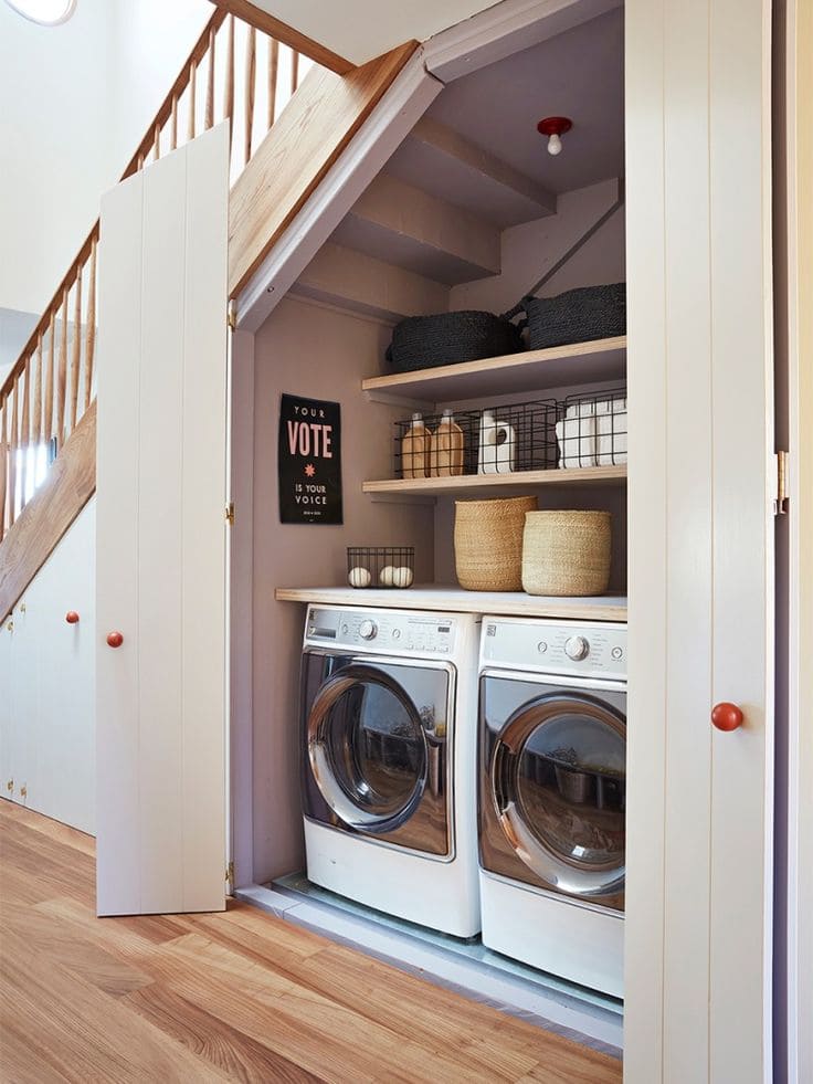 Smart and Stylish Under-Stair Laundry Nook