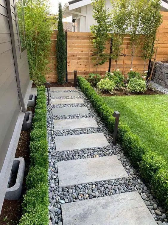 Stone Pathway with Green Borders