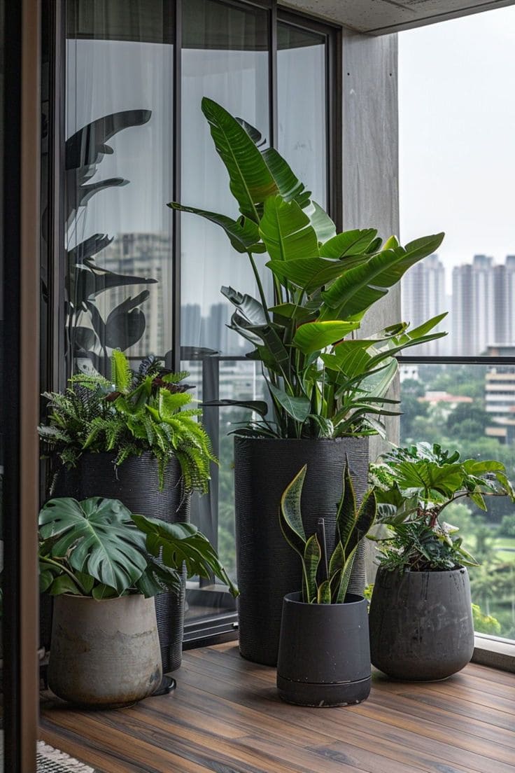 Stylish Urban Jungle Balcony Retreat