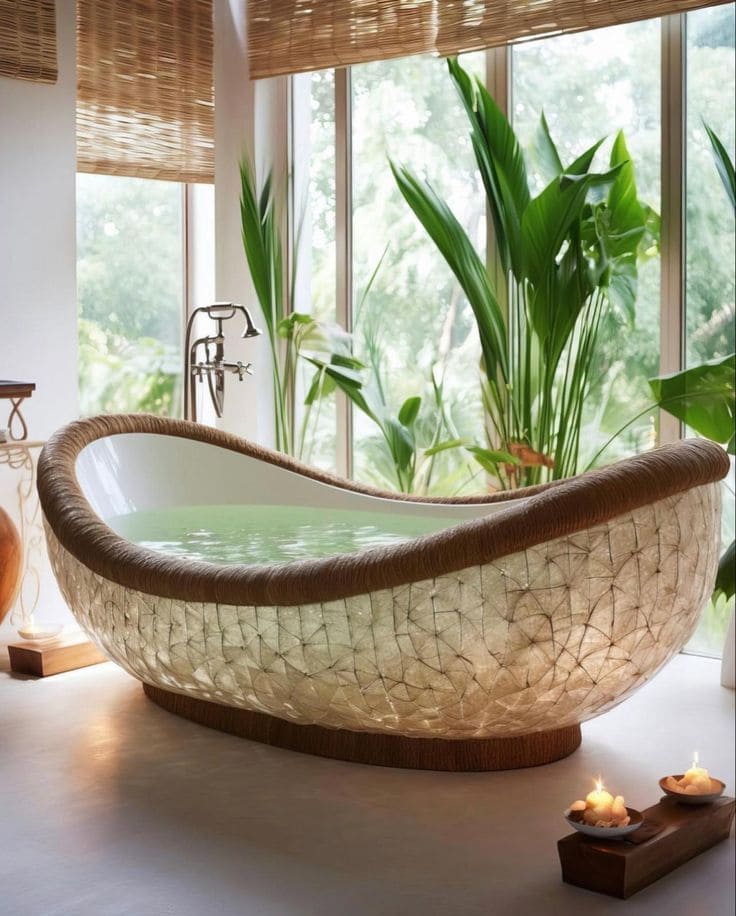 Tropical Glass Tub Escape with Nature