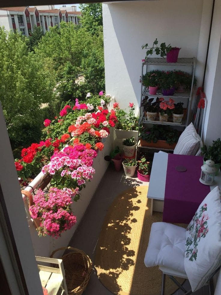 Vibrant Bloom-Filled Balcony Escape