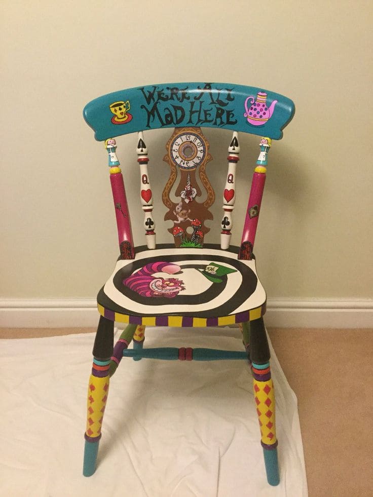 Whimsical Alice in Wonderland Chair Art