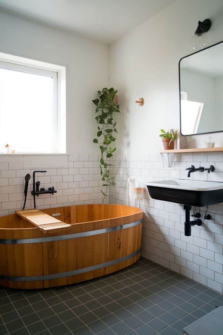 Wooden Tub with Modern Accents