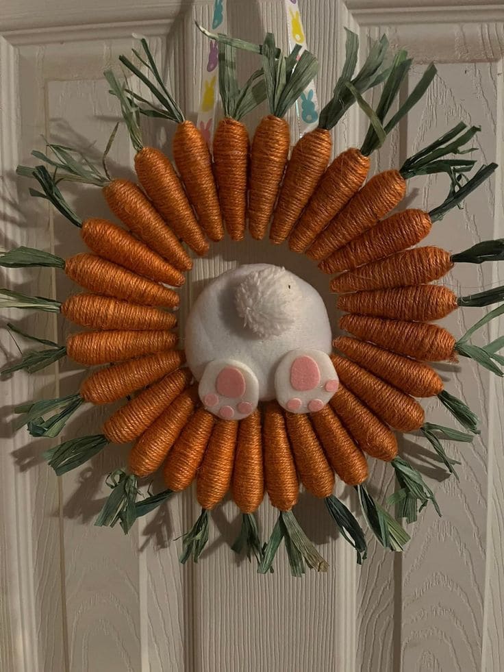 Adorable Bunny and Carrot Circle Wreath