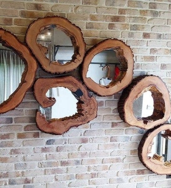 Artistic Tree Slice Mirror Wall Decor