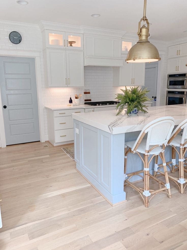 Blue-Accented White Kitchen Elegance