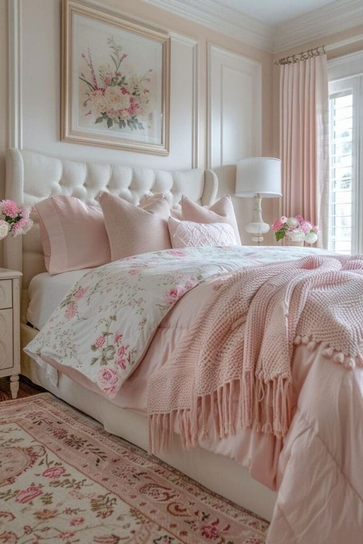 Blush and Floral Bedroom Bliss