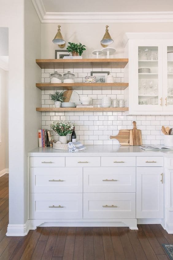 Bright and Functional White Kitchen Shelving