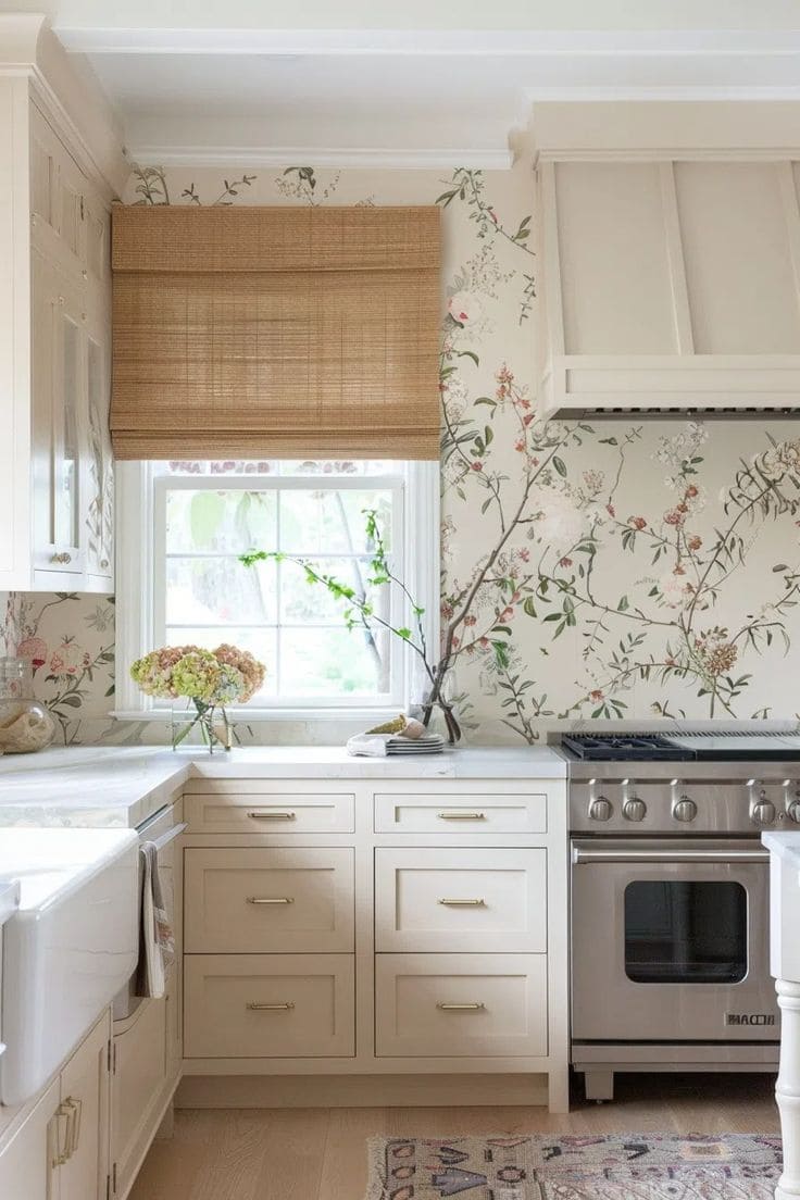 Charming Botanical Elegance Kitchen Design