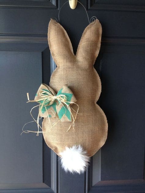 Charming Burlap Bunny Easter Wreath with Festive Bow