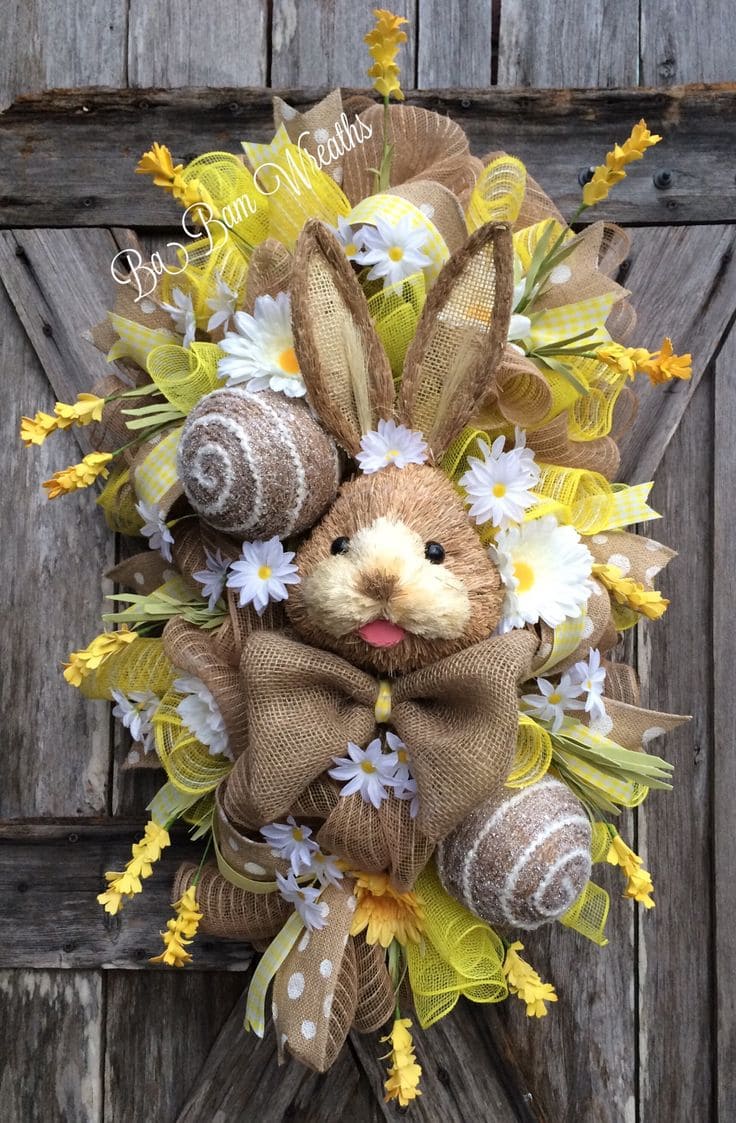 Charming Burlap Bunny Easter Wreath