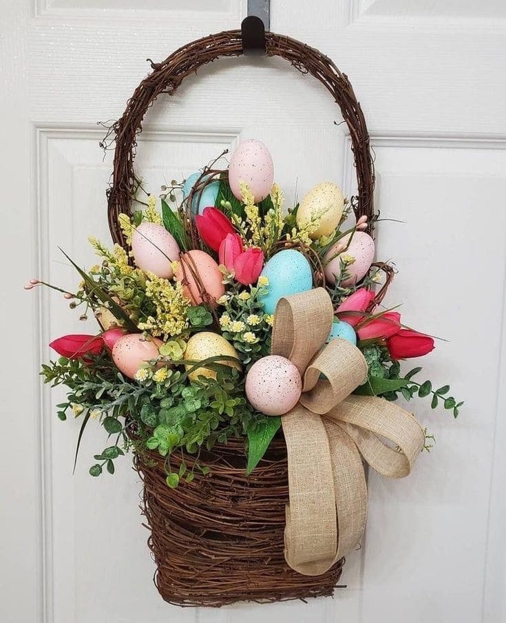 Charming Egg Basket Easter Wreath