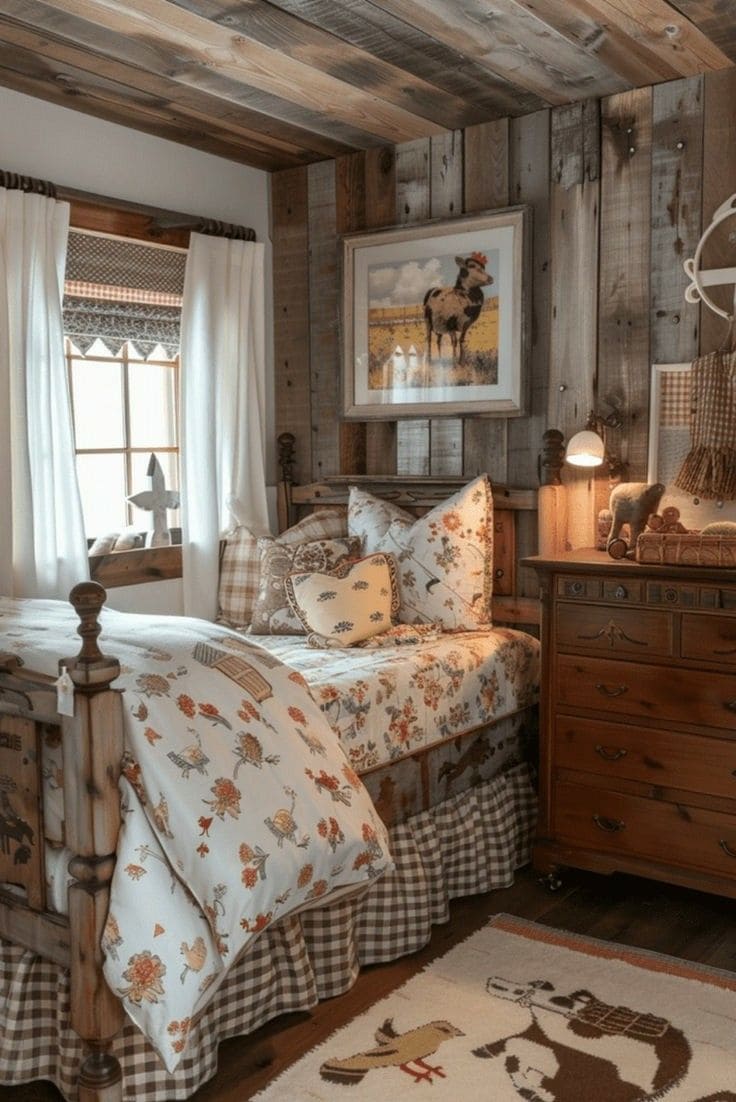 Charming Farmhouse Bedroom with Rustic Elegance