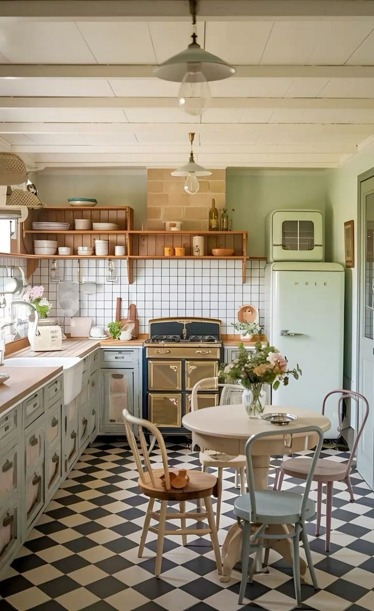 Charming Pastel Vintage Kitchen Retreat