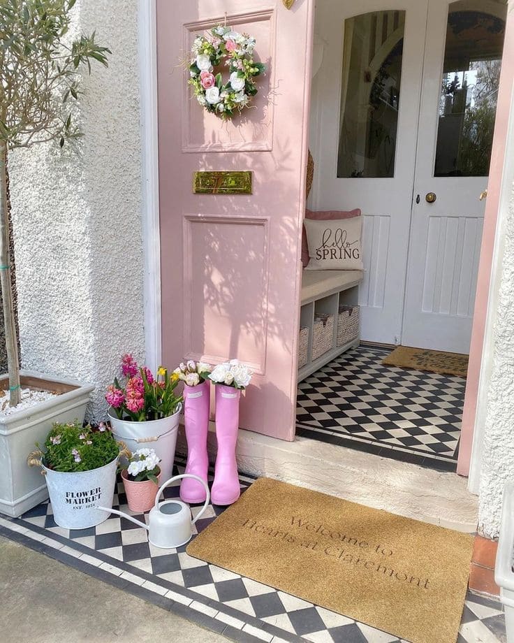 Charming Pink Doorway Spring Welcome