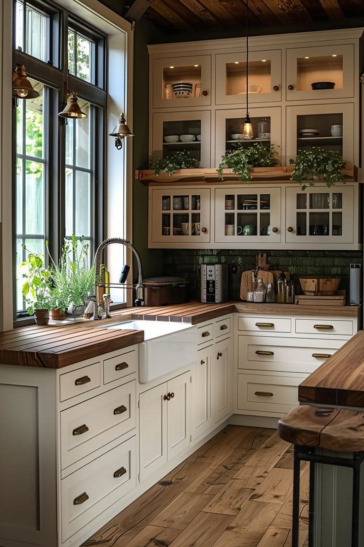 Charming Rustic White Kitchen with Natural Wood Accents