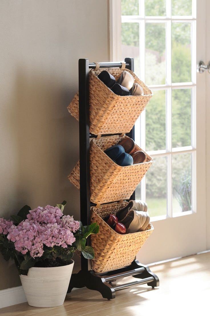 Chic Woven Basket Shoe Organizer