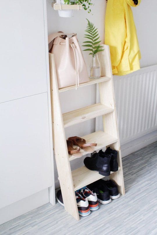 Compact Ladder-Style Wooden Shoe Rack