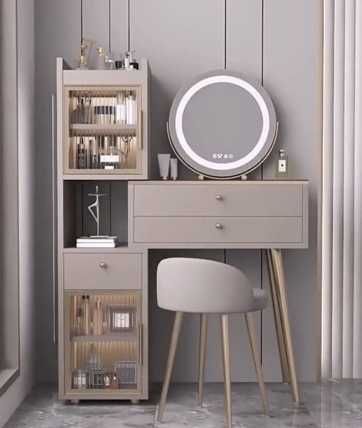 Compact Vanity with Sleek Storage Elegance