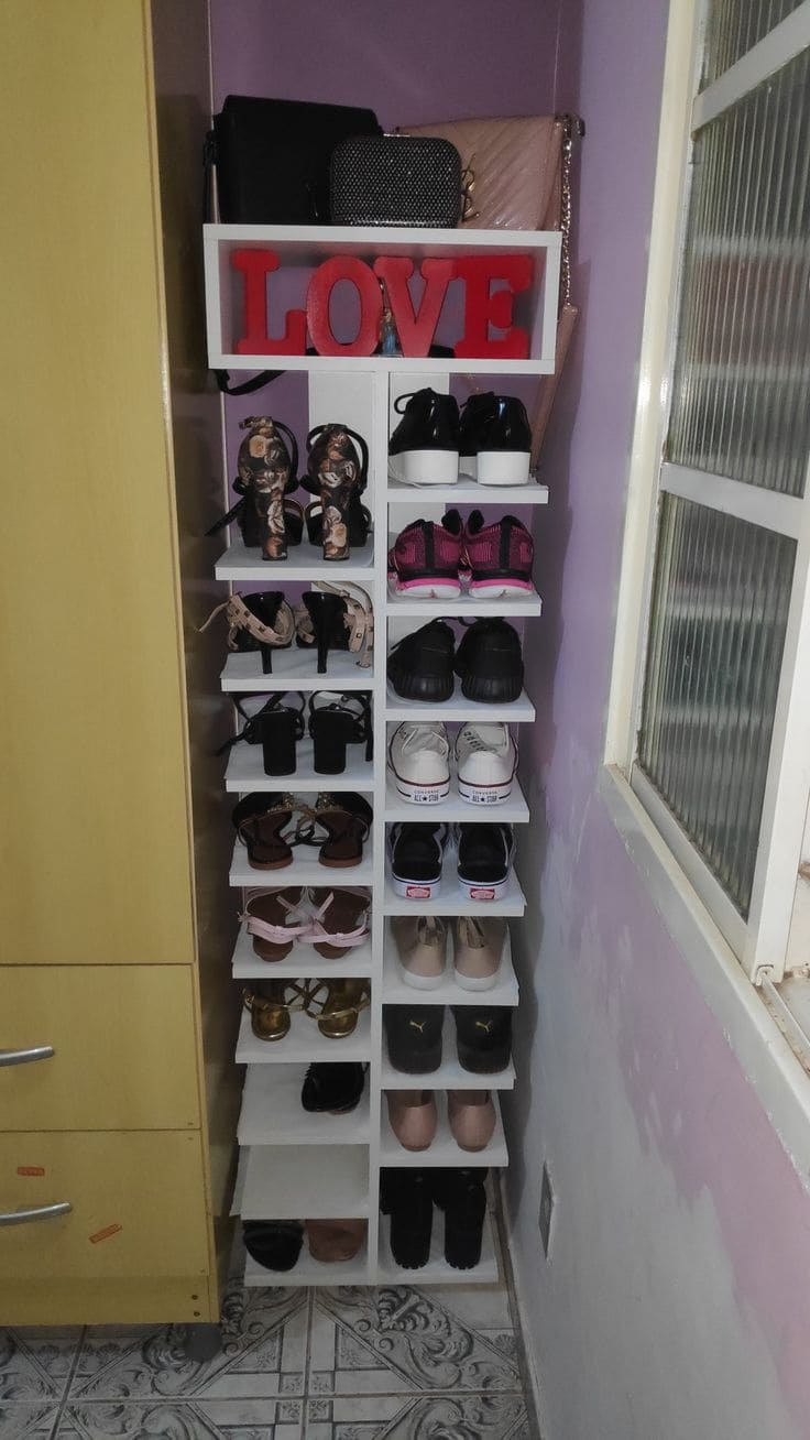 Compact Vertical Shoe Organizer with Love