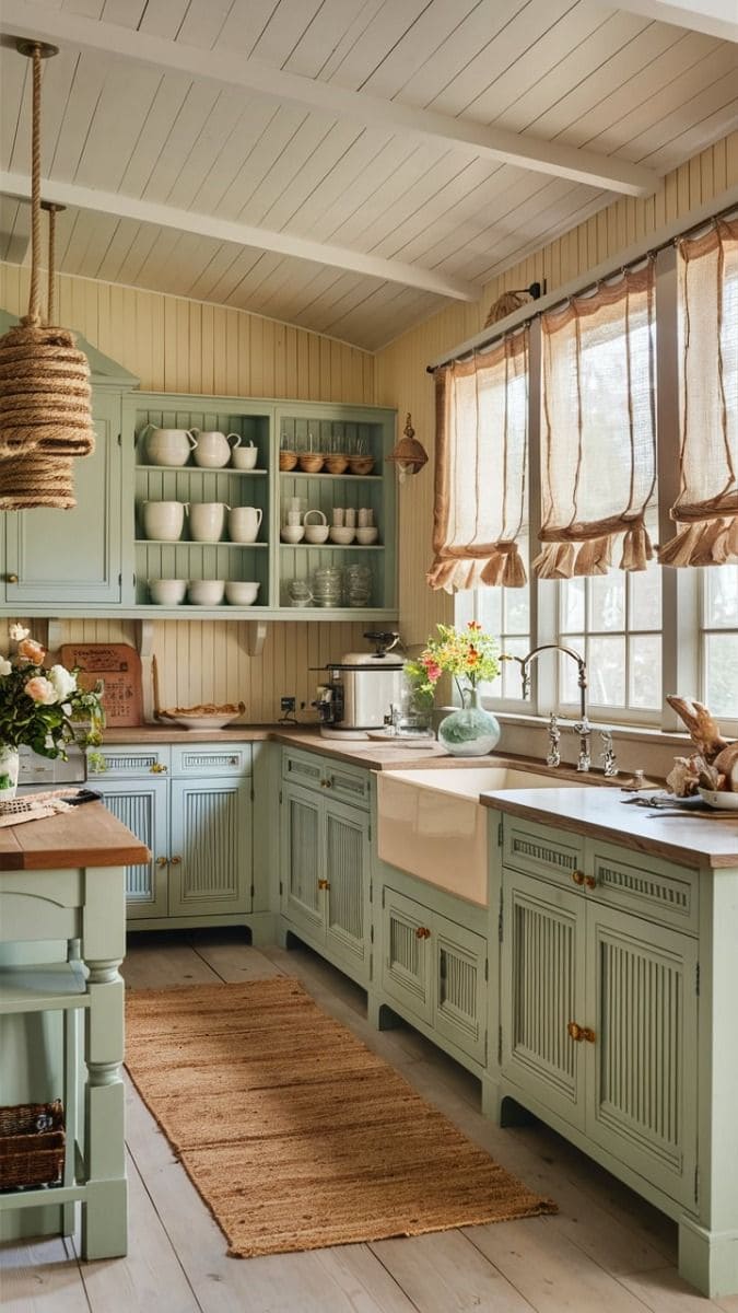 Cozy Cottage Sage Green Kitchen Charm