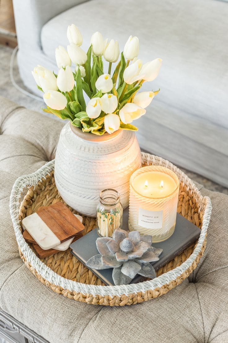 Cozy Elegance with Spring Floral Tray