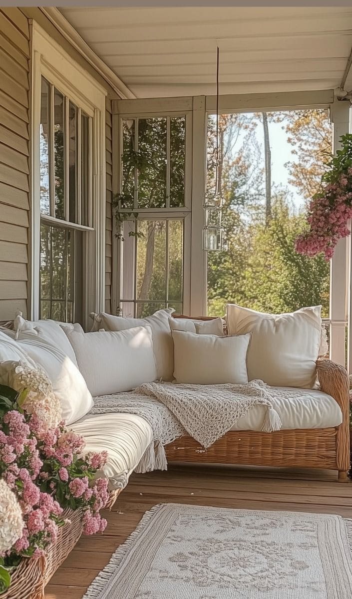 Cozy Floral Porch Retreat for Spring