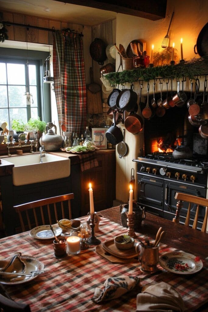 Cozy Hearthside Dining in Vintage Style