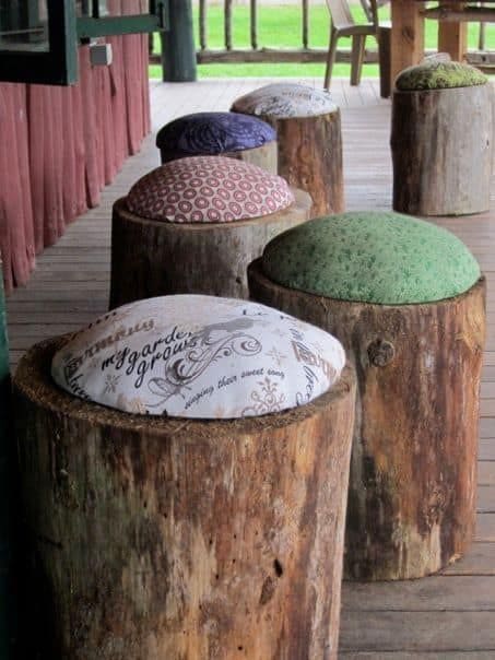 Cozy Upholstered Tree Stump Stools