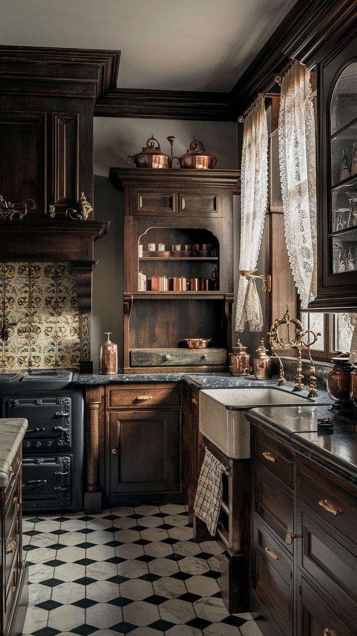 Dark Vintage Kitchen Glamour