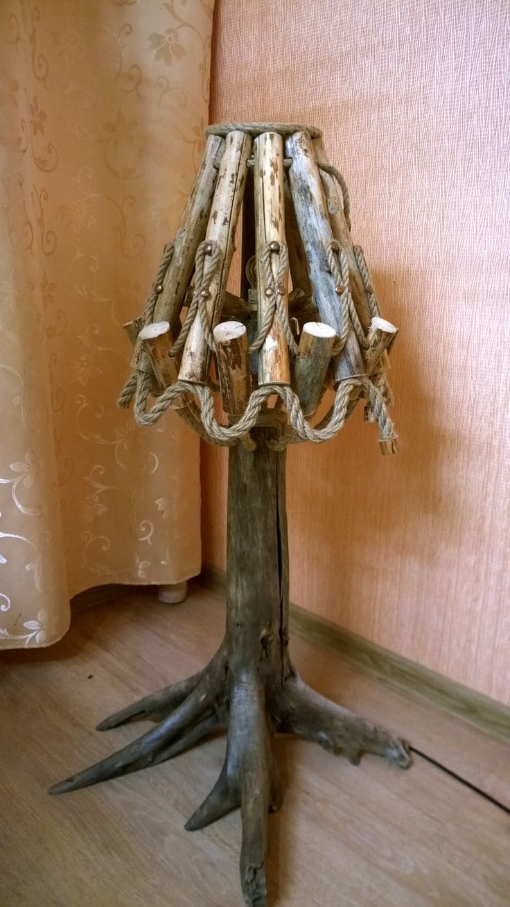 Driftwood and Rope Floor Lamp