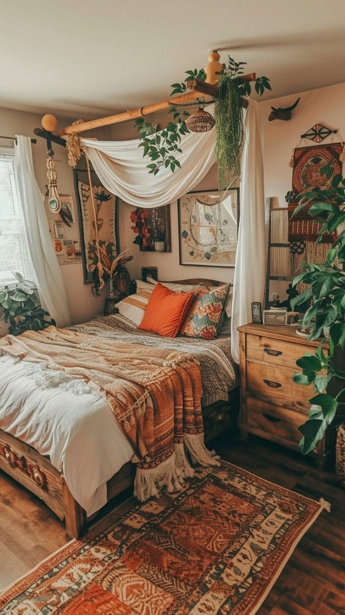 Eclectic Bohemian Bedroom with Natural Charm